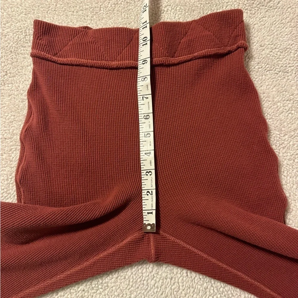 Free People Under the Stars Slim Flare Thermal Pants Rosewood Red Pink
